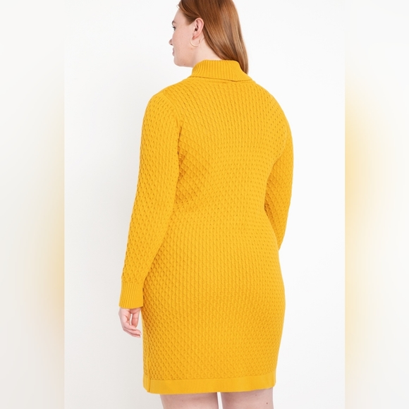 Eloquii Honeycomb Turtleneck Sweater Dress Gold Mustard Size 22/24 - Picture 4 of 6